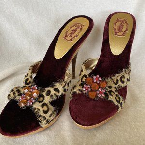 Hale Bob Leopard slip-on stilletos